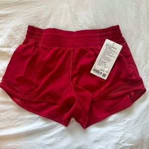 NWT red lululemon hotty hot shorts 2.5 in
